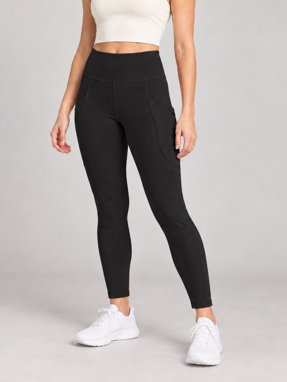 Old Navy Go Dry Black Pockets 7/8 High Rise Leggings size Medium Activewear Gym